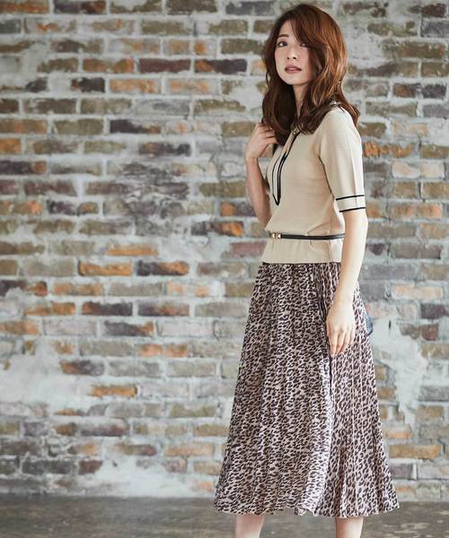 12Twelve Agenda（トゥエルブ　アジェンダ）の「配色ボウタイ5分袖ニットプルオーバー（ニット/セーター・レディース・ベージュ/ネイビー/ブラック/オフホワイト・M）」の15枚目の写真