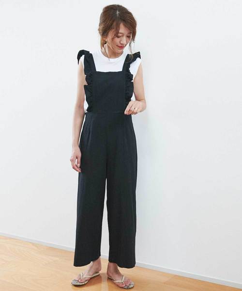 M y u(ミュー)の「【ZOZO限定アイテム】フリルサロペット(サロペット/オーバーオール・レディース・ブラック/カーキ/キャメル/その他・FREE)」の2枚目の写真