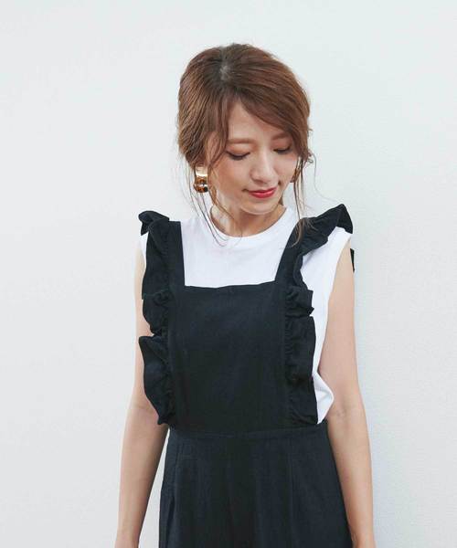 M y u(ミュー)の「【ZOZO限定アイテム】フリルサロペット(サロペット/オーバーオール・レディース・ブラック/カーキ/キャメル/その他・FREE)」の13枚目の写真