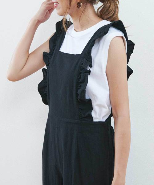 M y u(ミュー)の「【ZOZO限定アイテム】フリルサロペット(サロペット/オーバーオール・レディース・ブラック/カーキ/キャメル/その他・FREE)」の14枚目の写真
