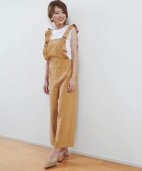 M y u(ミュー)の「【ZOZO限定アイテム】フリルサロペット(サロペット/オーバーオール・レディース・ブラック/カーキ/キャメル/その他・FREE)」の6枚目の写真