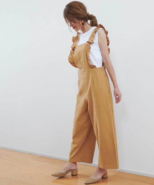 M y u(ミュー)の「【ZOZO限定アイテム】フリルサロペット(サロペット/オーバーオール・レディース・ブラック/カーキ/キャメル/その他・FREE)」の8枚目の写真