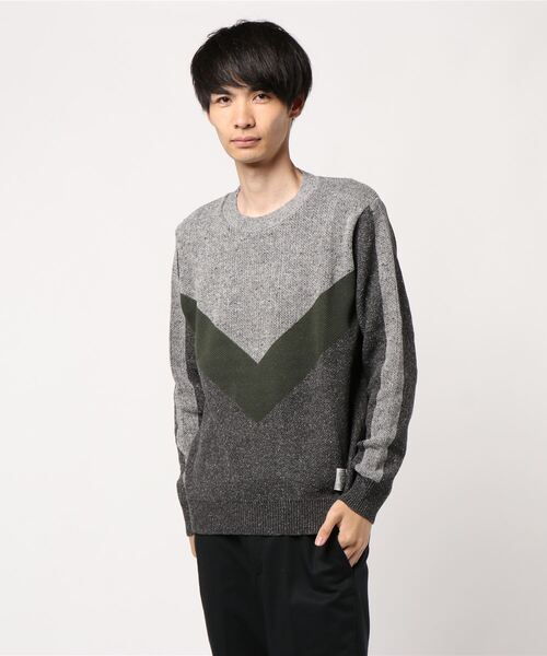 ANOTHER BRANCH（アナザーブランチ）の「Ranch standard　Vライン クレイジーニット（ニット/セーター・メンズ・グレー/ナチュラル・M/L）」の2枚目の写真