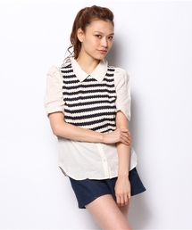 mystic | 重ね着風5分袖シャツ(シャツ/ブラウス)