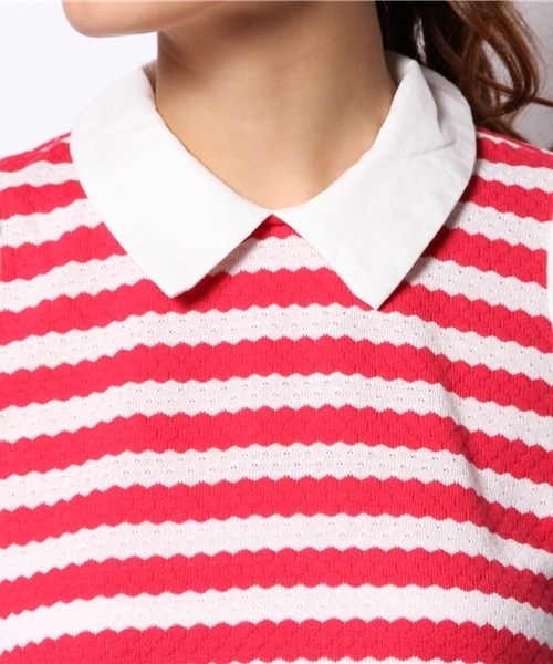 mystic（ミスティック）の「重ね着風5分袖シャツ（シャツ/ブラウス・レディース・ブラック/ネイビー/レッド・ﾌﾘ-）」の7枚目の写真