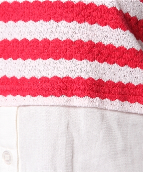 mystic（ミスティック）の「重ね着風5分袖シャツ（シャツ/ブラウス・レディース・ブラック/ネイビー/レッド・ﾌﾘ-）」の11枚目の写真