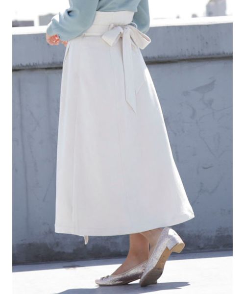 dazzlin（ダズリン）の「イレギュラーヘムラップミディスカート（スカート・レディース・ブラウン/オレンジ/アイボリー・SMALL/MEDIUM）」の2枚目の写真