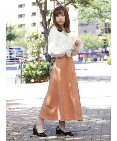 dazzlin（ダズリン）の「イレギュラーヘムラップミディスカート（スカート・レディース・ブラウン/オレンジ/アイボリー・SMALL/MEDIUM）」の15枚目の写真