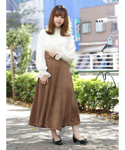 dazzlin（ダズリン）の「イレギュラーヘムラップミディスカート（スカート・レディース・ブラウン/オレンジ/アイボリー・SMALL/MEDIUM）」の16枚目の写真