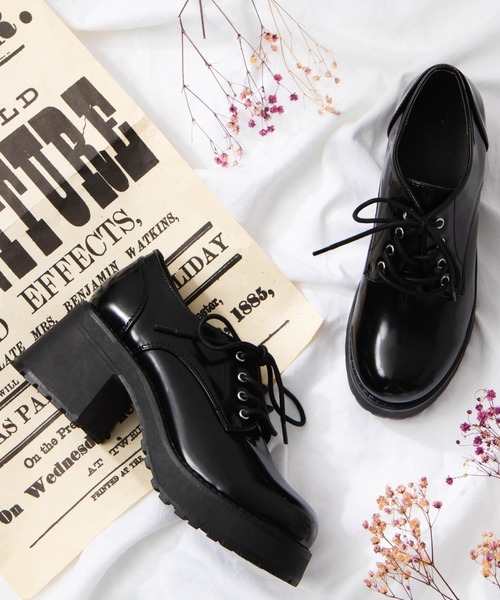 WEGO（ウィゴー）の「WEGO/ボリュームレースアップヒールシューズ（ドレスシューズ・レディース・ブラック系その他/ワイン/ブラック・MEDIUM/LARGE）」の3枚目の写真