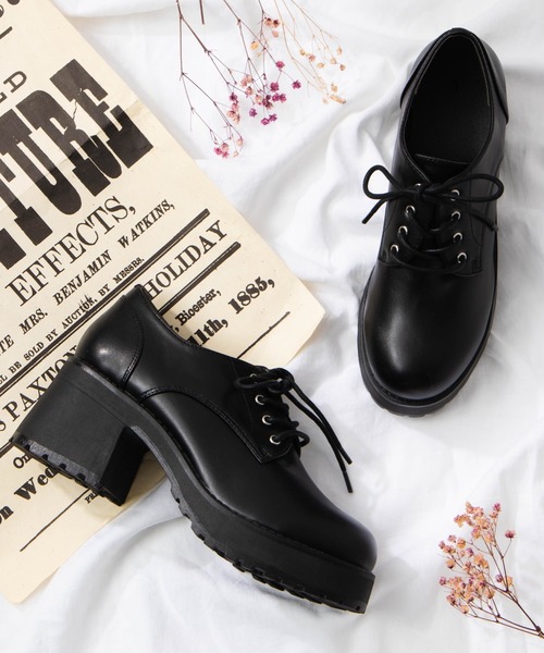 WEGO（ウィゴー）の「WEGO/ボリュームレースアップヒールシューズ（ドレスシューズ・レディース・ブラック系その他/ワイン/ブラック・MEDIUM/LARGE）」の2枚目の写真