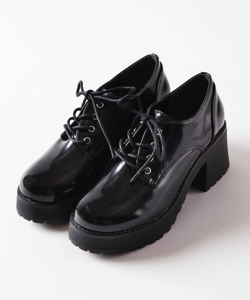 WEGO（ウィゴー）の「WEGO/ボリュームレースアップヒールシューズ（ドレスシューズ・レディース・ブラック系その他/ワイン/ブラック・MEDIUM/LARGE）」の5枚目の写真