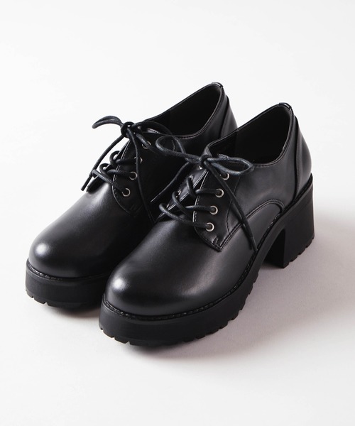 WEGO（ウィゴー）の「WEGO/ボリュームレースアップヒールシューズ（ドレスシューズ・レディース・ブラック系その他/ワイン/ブラック・MEDIUM/LARGE）」の6枚目の写真