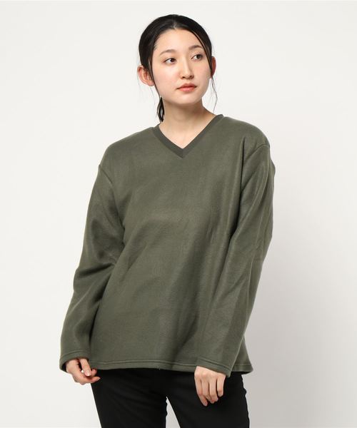 TRAP/U （トラップユー）の「【69】【TRAP/U】Vネックカットソー（Tシャツ/カットソー・メンズ・ホワイト/ブラック/ベージュ/カーキ・MEDIUM/LARGE）」の2枚目の写真