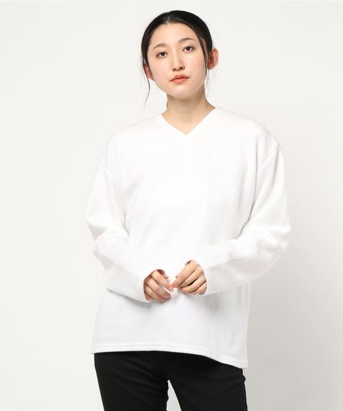 TRAP/U （トラップユー）の「【69】【TRAP/U】Vネックカットソー（Tシャツ/カットソー・メンズ・ホワイト/ブラック/ベージュ/カーキ・MEDIUM/LARGE）」の9枚目の写真