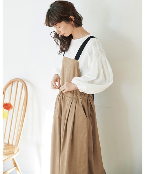 Sunny clouds（サニークラウズ）の「サニークラウズ　エプロンに恋したキュロパン（サロペット/オーバーオール・レディース・ブラック/ベージュ・MEDIUM/LARGE/X-LARGE/XX-LARGE/NM）」の15枚目の写真
