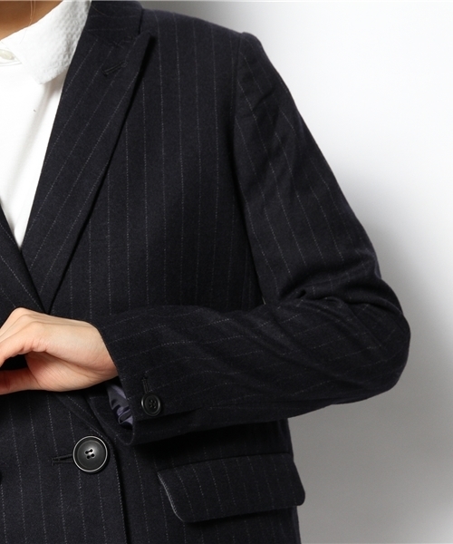 I am I （アイアムアイ）の「フラノストライプ  ダブルジャケット（テーラードジャケット・レディース・ネイビー/ホワイト・FREE）」の8枚目の写真