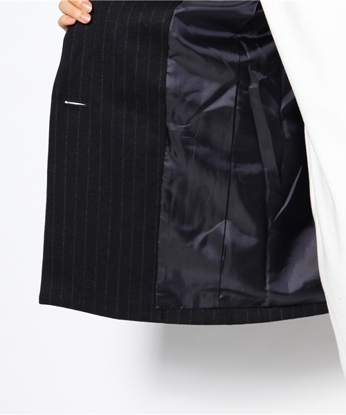 I am I （アイアムアイ）の「フラノストライプ  ダブルジャケット（テーラードジャケット・レディース・ネイビー/ホワイト・FREE）」の10枚目の写真