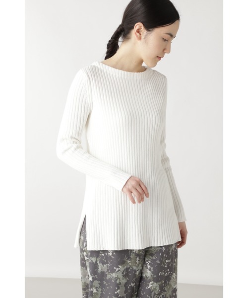【セール】コットンナイロンリブニット（ニット/セーター）｜human woman（ヒューマンウーマン）