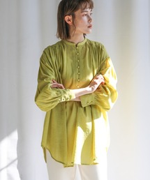 select MOCA | 2021 SS シフォン楊柳バンドカラーシアーブラウス(シャツ/ブラウス)