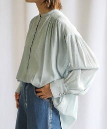 select MOCA | 2021 SS シフォン楊柳バンドカラーシアーブラウス(シャツ/ブラウス)