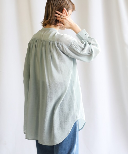 select MOCA（セレクトモカ）の「2021 SS シフォン楊柳バンドカラーシアーブラウス（シャツ/ブラウス・レディース・ホワイト/ライトブルー/ベージュ/カーキオリーブ・FREE）」の12枚目の写真