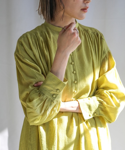 select MOCA（セレクトモカ）の「2021 SS シフォン楊柳バンドカラーシアーブラウス（シャツ/ブラウス・レディース・ホワイト/ライトブルー/ベージュ/カーキオリーブ・FREE）」の8枚目の写真