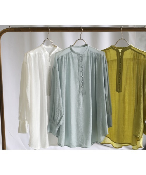 select MOCA（セレクトモカ）の「2021 SS シフォン楊柳バンドカラーシアーブラウス（シャツ/ブラウス・レディース・ホワイト/ライトブルー/ベージュ/カーキオリーブ・FREE）」の19枚目の写真