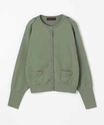 cabanコットンカシミヤ エポレットクルーネックカーディガン