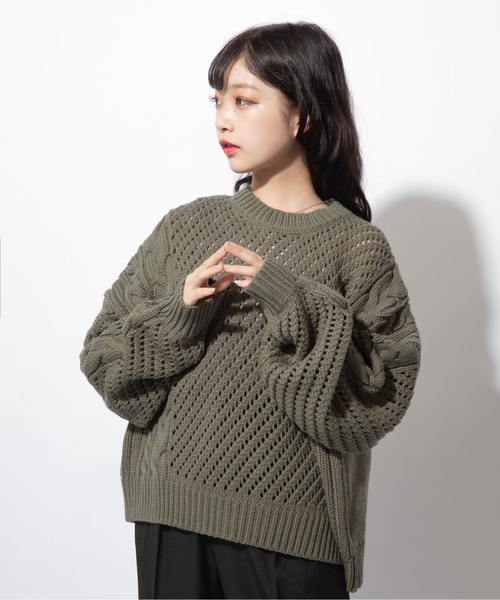 Mysa&Liina（ミーサリーナ）の「透かし柄ケーブルニット（ニット/セーター・レディース・キャメル/カーキ/ベージュ/ブラック・M）」の9枚目の写真