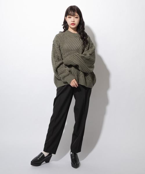 Mysa&Liina（ミーサリーナ）の「透かし柄ケーブルニット（ニット/セーター・レディース・キャメル/カーキ/ベージュ/ブラック・M）」の5枚目の写真