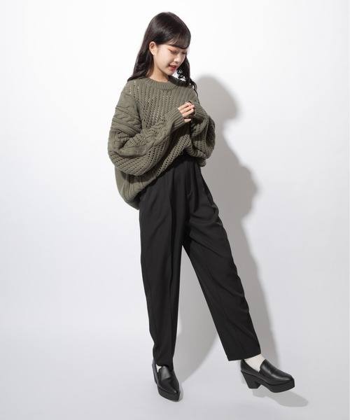 Mysa&Liina（ミーサリーナ）の「透かし柄ケーブルニット（ニット/セーター・レディース・キャメル/カーキ/ベージュ/ブラック・M）」の7枚目の写真