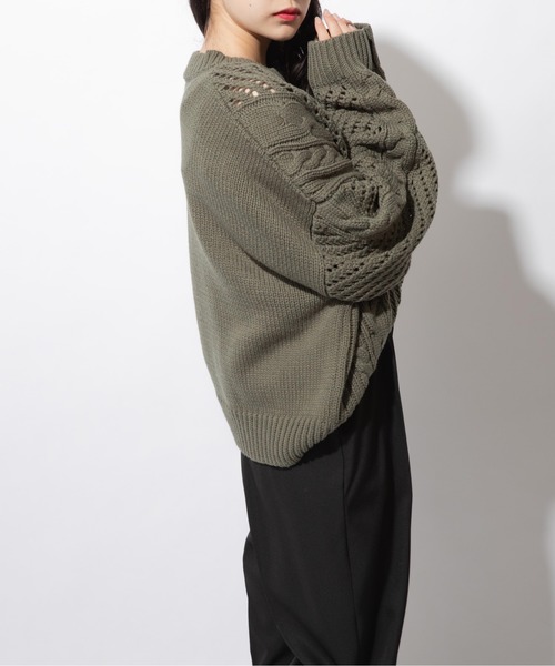Mysa&Liina（ミーサリーナ）の「透かし柄ケーブルニット（ニット/セーター・レディース・キャメル/カーキ/ベージュ/ブラック・M）」の8枚目の写真