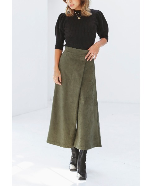 ALEXIA STAM（アリシアスタン）の「Wrap Wide Eco Suede Pants/ラップワイドエコスエードパンツ（その他パンツ・レディース・ベージュ/カーキ/モカ・S/M）」の3枚目の写真
