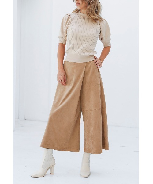 ALEXIA STAM（アリシアスタン）の「Wrap Wide Eco Suede Pants/ラップワイドエコスエードパンツ（その他パンツ・レディース・ベージュ/カーキ/モカ・S/M）」の12枚目の写真