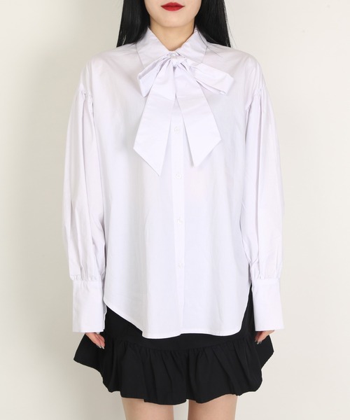 WC（ダブル シー）の「WC/リボン付き長袖シャツ（シャツ/ブラウス・レディース・ホワイト/ブラック/その他1・FREE）」の4枚目の写真