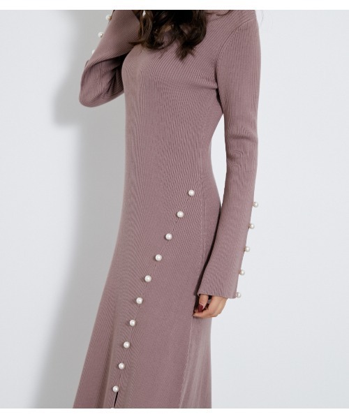 ワンピース Op フェイクパールスリットニットワンピース ワンピース Rienda リエンダ のファッション