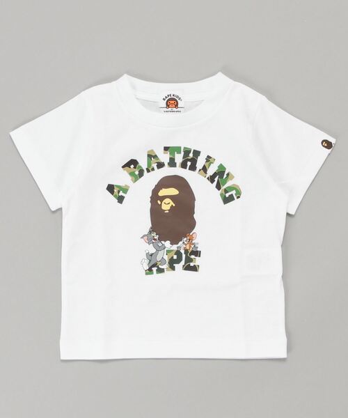 A BATHING APE(アベイシングエイプ)の「BAPE X TOM AND JERRY COLLEGE TEE K(Tシャツ/カットソー・キッズ・ブラック/ホワイト・130/100/90/120/140/110)」の2枚目の写真