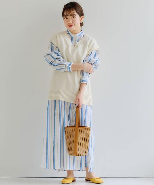 ワンピース　グリーンレーベルリラクシング セール】オープンカラー ワンピース（ワンピース）｜green label