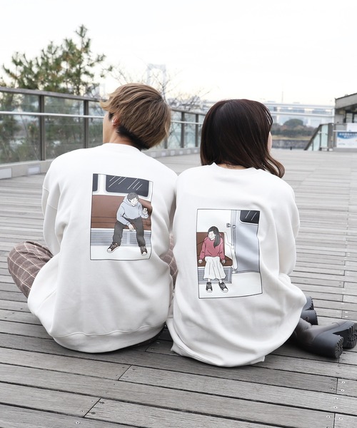 PairPair(ペアペア)の「アソート合わせ絵スウェット(ユニセックス)(スウェット・レディース・ブラック系その他/ブルー系その他/ホワイト×ホワイト/ブルー/スミクロ/オレンジ/オレンジ系その他/ホワイト×グレー/ホワイト×ブルー/ホワイト×ピンク/ホワイト×レッド/ホワイト×イエロー・FREE)」の6枚目の写真