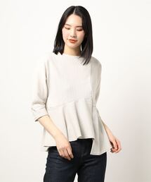 INTERPLANET | 【ＷＥＢ限定】ケーブルフクレＪＱペプラム切替プルオーバー(Tシャツ/カットソー)