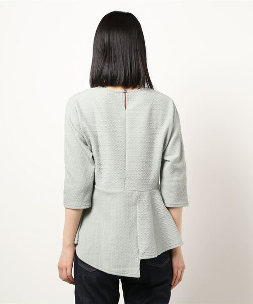 INTERPLANET（インタープラネット）の「【ＷＥＢ限定】ケーブルフクレＪＱペプラム切替プルオーバー（Tシャツ/カットソー・レディース・オフホワイト/ブラック/ミント・FREE）」の5枚目の写真