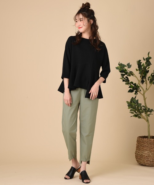 INTERPLANET（インタープラネット）の「【ＷＥＢ限定】ケーブルフクレＪＱペプラム切替プルオーバー（Tシャツ/カットソー・レディース・オフホワイト/ブラック/ミント・FREE）」の11枚目の写真