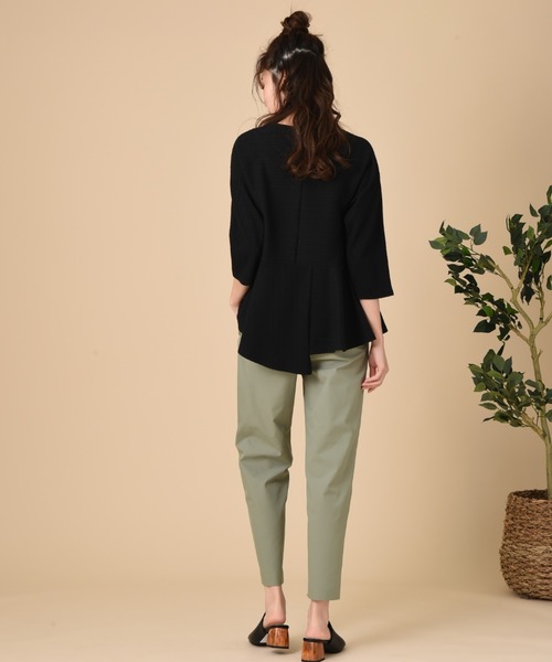 INTERPLANET（インタープラネット）の「【ＷＥＢ限定】ケーブルフクレＪＱペプラム切替プルオーバー（Tシャツ/カットソー・レディース・オフホワイト/ブラック/ミント・FREE）」の13枚目の写真