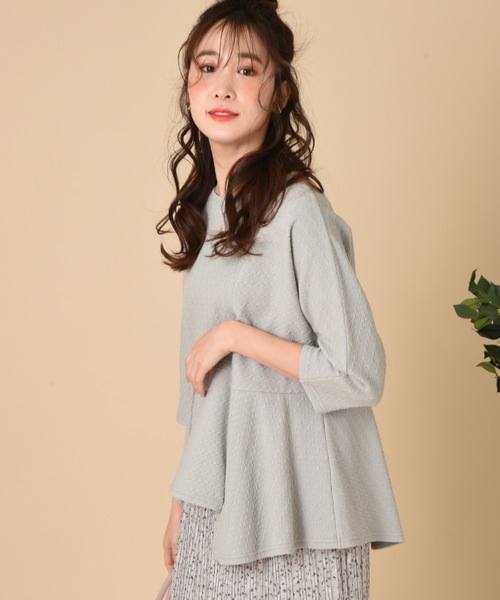 INTERPLANET（インタープラネット）の「【ＷＥＢ限定】ケーブルフクレＪＱペプラム切替プルオーバー（Tシャツ/カットソー・レディース・オフホワイト/ブラック/ミント・FREE）」の15枚目の写真