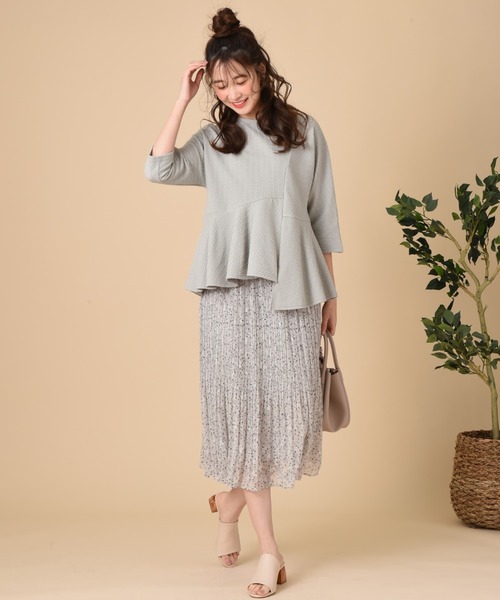 INTERPLANET（インタープラネット）の「【ＷＥＢ限定】ケーブルフクレＪＱペプラム切替プルオーバー（Tシャツ/カットソー・レディース・オフホワイト/ブラック/ミント・FREE）」の17枚目の写真