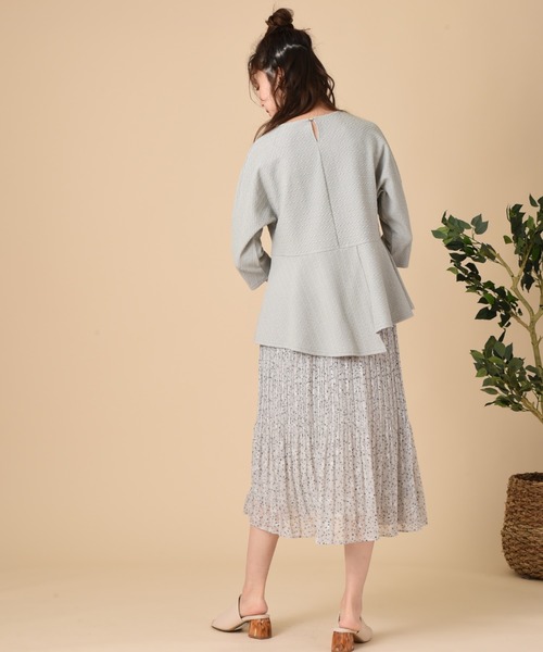 INTERPLANET（インタープラネット）の「【ＷＥＢ限定】ケーブルフクレＪＱペプラム切替プルオーバー（Tシャツ/カットソー・レディース・オフホワイト/ブラック/ミント・FREE）」の18枚目の写真