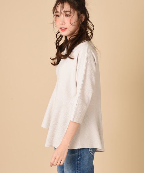 INTERPLANET（インタープラネット）の「【ＷＥＢ限定】ケーブルフクレＪＱペプラム切替プルオーバー（Tシャツ/カットソー・レディース・オフホワイト/ブラック/ミント・FREE）」の22枚目の写真