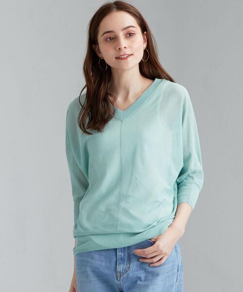 green label relaxing（グリーンレーベルリラクシング）の「[ 手洗い可能 ] FM シアー ドルマン プルオーバー ニット（ニット/セーター・レディース・ブラック/ライム/ナチュラル・FREE）」の3枚目の写真