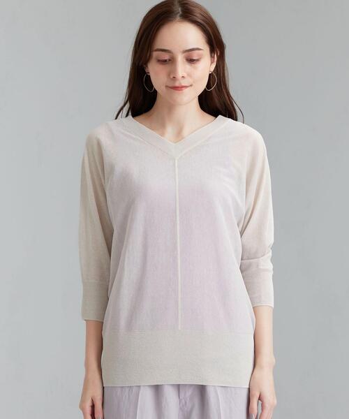 green label relaxing（グリーンレーベルリラクシング）の「[ 手洗い可能 ] FM シアー ドルマン プルオーバー ニット（ニット/セーター・レディース・ブラック/ライム/ナチュラル・FREE）」の6枚目の写真